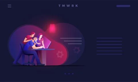 Team on work concept web site design template Stock-Illustration