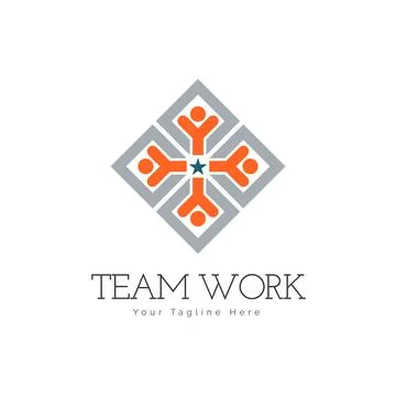 Team work connection people logo design template Stock Illustration