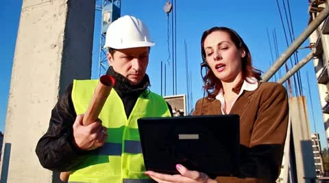 Team work on construction projects Stock Footage