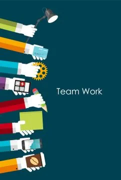 Team Work Flat Concept Vector Illustration Stock Illustration