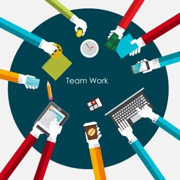 Team Work Flat Concept Vector Illustration Stock Illustration