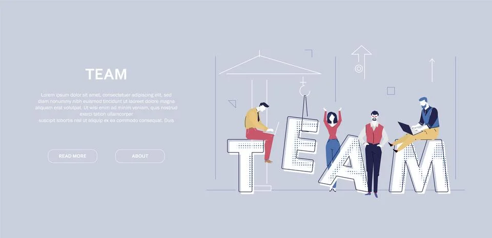 Team work - flat design style colorful banner Stock Illustration
