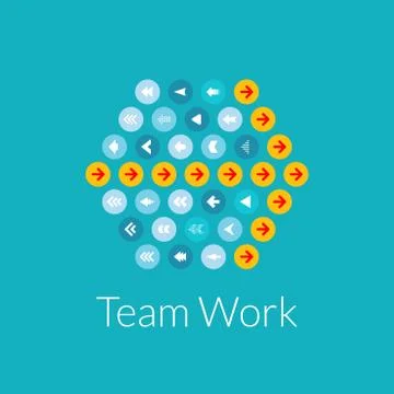 Team work flat design vector illustration concept Illustrazione stock