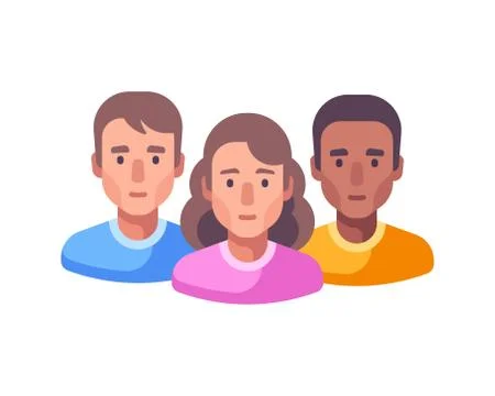 Team work flat illustration. Social media community flat icon. Diversity conc Stock Illustration