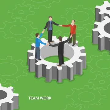Team work flat isometric vector concept. Stock Illustration