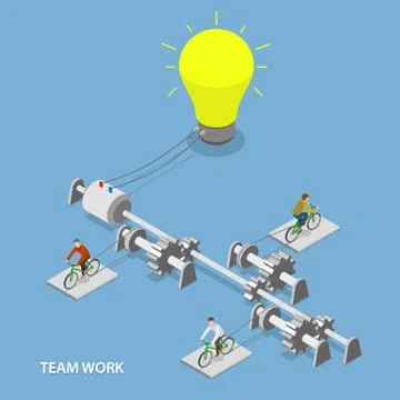 Team work flat isometric vector concept. Illustrazione stock