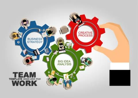 Team work gears concept. Team management. Teamwork management. Stock Illustration