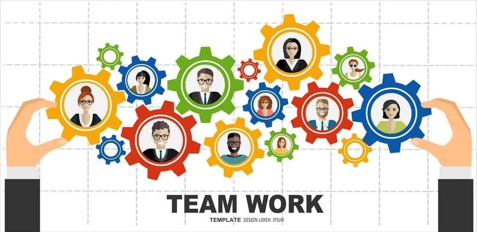 Team work gears concept. Team management. Stock Illustration