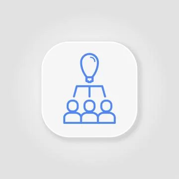 Team work. General idea blue line icon on gray background Stock Illustration