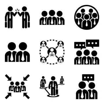 Team Work Glyphs Stock Illustration