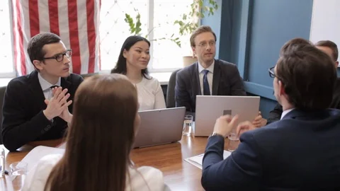 Team work for group of freelancers. Stock Footage 130045873