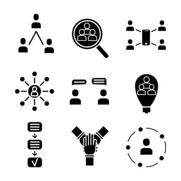 Team work icon black set on white background Иллюстрация