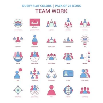 Team Work icon Dusky Flat color - Vintage 25 Icon Pack Stock Illustration