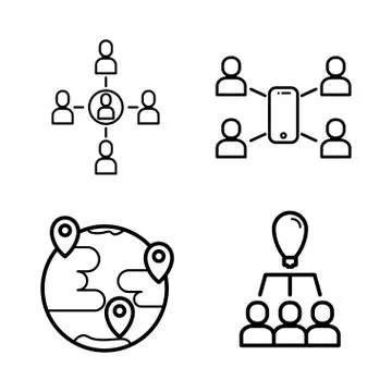 Team work icon line set. Business people line icons イラスト素材