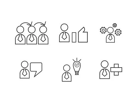 Team Work Icon Set Vector Template Stock Illustration