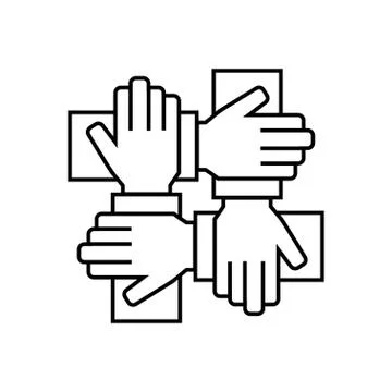 Team work icon in thin line style. Vector symbol. Stock Illustration