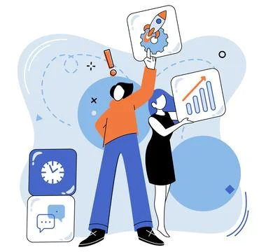 Team work. Innovation thrives when there is culture collaboration within team Illustrazione stock