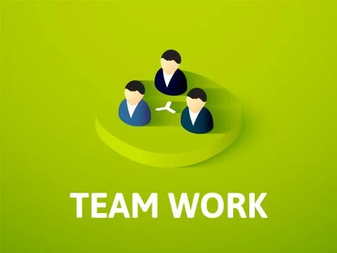 Team work isometric icon, isolated on color background Stock Illustration