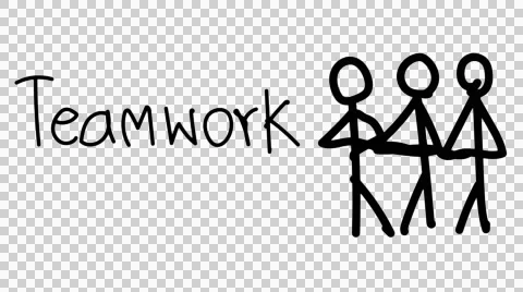 Team work Line Drawing sketch illustration transparent background Stock Footage 44214497