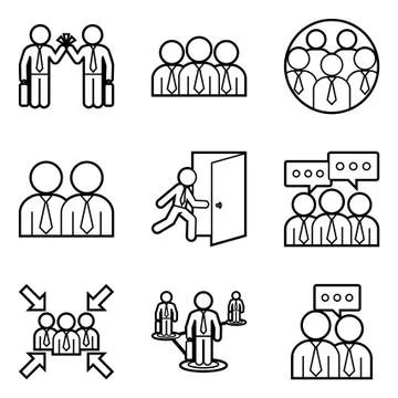 Team Work Line Stock Illustration