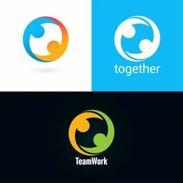 Team work logo design icon set background Stock Illustration