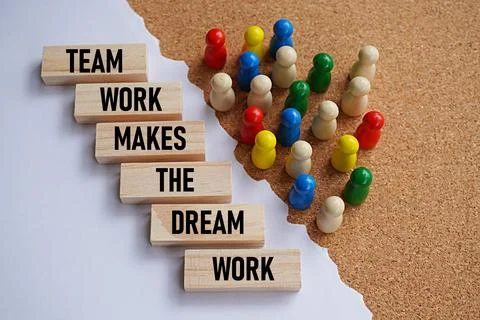 TEAM WORK MAKES THE DREAM WORK, motivational quote. Teamwork concept Stock Photos
