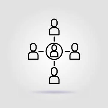 Team work. Management line icon on gray background Stock Illustration