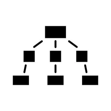 Team work. Management structure black icon on white background Stock Illustration
