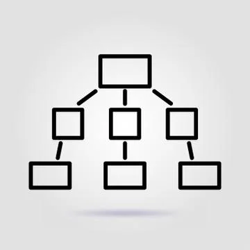 Team work. Management structure line icon on gray background Stockillustratie