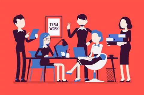 Team work in office Stock Illustration