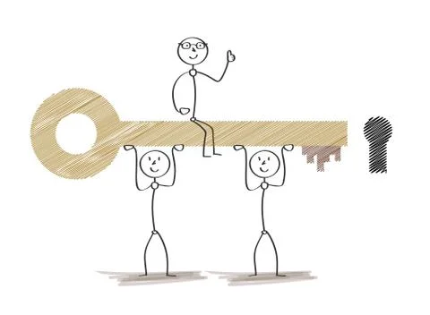 Team work for open lock Stock Illustration
