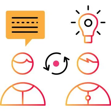 Team work outline icon vector creative collaborate Stock Illustration