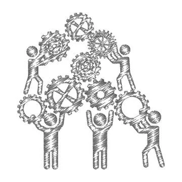 Team work over gray background vector illustration Stock Illustration