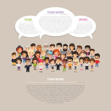 Team Work Poster with People Stock Illustration