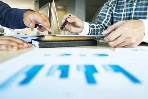 Team work process. young business managers crew working with new startup Foto stock