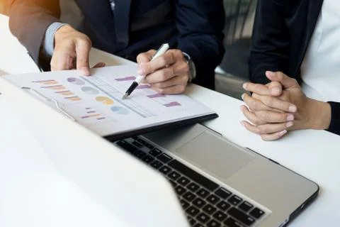 Team work process. young business managers crew working with new startup proj Stock Photos
