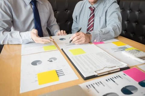 Team work process young business managers crew working with new startup proje Stock Photos