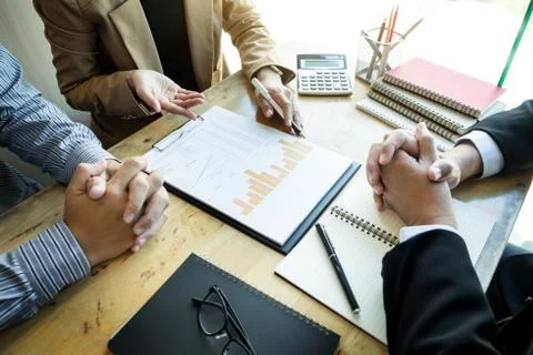 Team work process. young business managers crew working with new startup proj Stock Photos