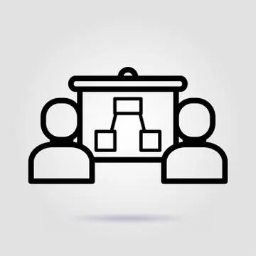 Team work. Project overview line icon on gray background Stock Illustration
