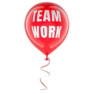 Team Work, red balloon. 3D rendering Stock Illustration