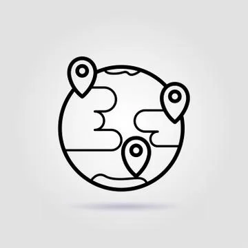 Team work. Remote interaction line icon on gray background Illustrazione stock