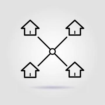 Team work. Remote work line icon on gray background Stock Illustration