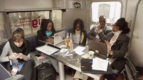 Team work session at Re:Publica internet conference in Berlin Stock Footage 82535803