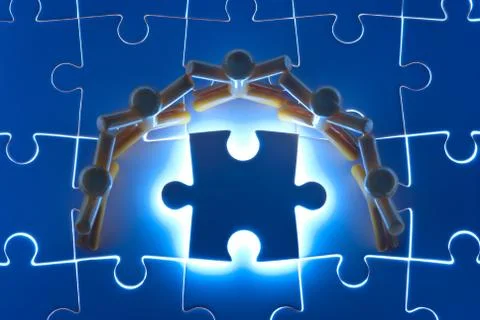 Team work on solving puzzle problem Stock Illustration