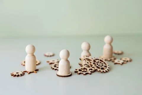 Team work on solving puzzle problem. 写真素材