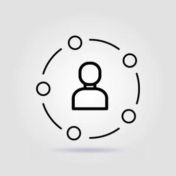 Team work. In the spotlight line icon on gray background Stock Illustration