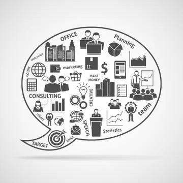 Team work strategy concept bubble icon Stock Illustration