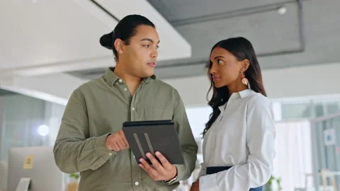 Team work, talking or business people with tablet planning for problem solving Stock Footage 239406028