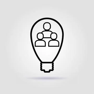 Team work. Team idea line icon on gray background 스톡 일러스트