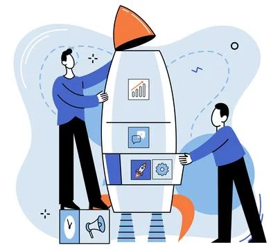 Team work. The teams collaboration led to remarkable achievement Stock Illustration